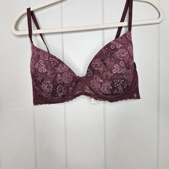 Lucky Brand Other - Lucky Brand 38C Bra Burgundy Underwire Lightly Lined Adjustable Straps Hook Eye
